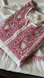 将图像加载到图库查看器中, Women's Lakhnavi Handcrafted Mul Chanderi Semi -stitched Kurta And Dupatta Set - HONC0271878