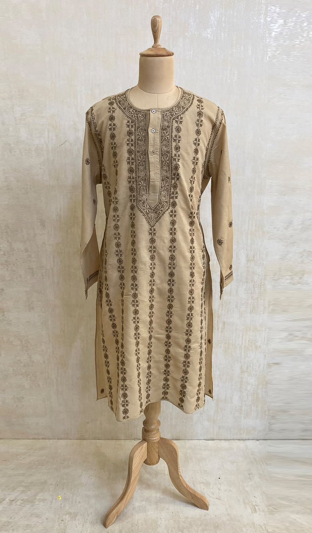 Men's Lucknowi Handcrafted Cotton Chikankari Kurta - NC053225