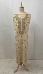 将图像加载到图库查看器中, Lucknowi Handcrafted Cotton Chikankari Unstitched Men's Kurta Fabric - NC054933