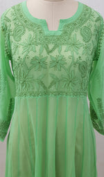 将图像加载到图库查看器中, Humaira Women's Lakhanvi Handcrafted Faux-Georgette Chikankari Dress - NC046552