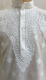 Load image into Gallery viewer, Men's Lucknowi Handcrafted Cotton Chikankari Kurta - N13199