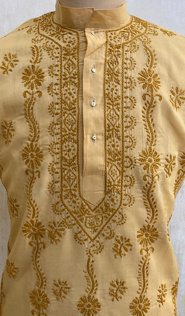 Men's Lucknowi Handcrafted Cotton Chikankari Kurta - NC053227