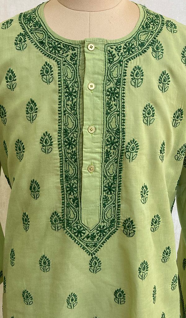 Men's Lucknowi Handcrafted Cotton Chikankari Kurta - NC053224