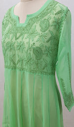 将图像加载到图库查看器中, Humaira Women's Lakhanvi Handcrafted Faux-Georgette Chikankari Dress - NC046552