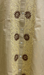 Load image into Gallery viewer, Women's Lucknowi Handcrafted Dark Beige Cotton Chikankari Kurti - NC049662
