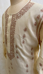 Load image into Gallery viewer, Men's Lucknowi Handcrafted Cotton Chikankari Kurta - NC053226