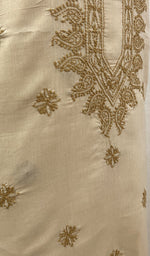 将图像加载到图库查看器中, Lucknowi Handcrafted Cotton Chikankari Unstitched Men's Kurta Fabric - NC054933