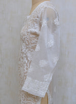 Load image into Gallery viewer, Women&#39;s Lucknowi Handcrafted White Organza Chikankari Kurti - NC042701
