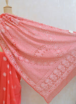 Load image into Gallery viewer, Women's Lucknowi Handcrafted Red Faux-Georgette Chikankari Saree - NC044876