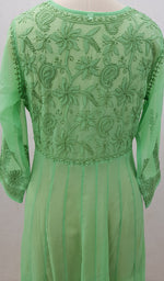 将图像加载到图库查看器中, Humaira Women's Lakhanvi Handcrafted Faux-Georgette Chikankari Dress - NC046552