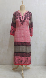 Load image into Gallery viewer, Women's Lakhnavi Handcrafted Pink Rayon Chikankari Kurti - NC044379-82