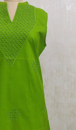 Load image into Gallery viewer, Women's Lucknowi Handcrafted Green Cotton Chikankari Kurti - NC044200-09
