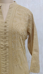 Load image into Gallery viewer, Women's Lucknowi Handcrafted Beige Cotton Chikankari Kurti - NC0443744