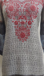 Load image into Gallery viewer, Women's Lucknowi Handcrafted Grey Rayon Chikankari Kurti - nc044377