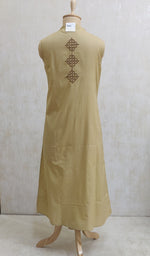 Load image into Gallery viewer, Women's Lakhnavi Handcrafted Dark Beige Cotton Chikankari Kurti - NC044210-18