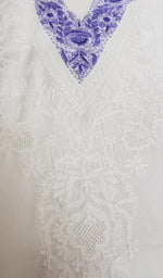 Load image into Gallery viewer, Women&#39;s Lakhnavi Handcrafted White Raw Silk Chikankari Unstitched Kurti Fabric - NC043738
