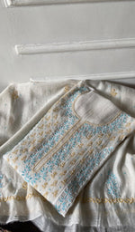 Load image into Gallery viewer, Saziya Women's Lakhnavi Handcrafted Mul Chanderi Semi - Stitchd Kurta And Dupatta Set - HONC0307231