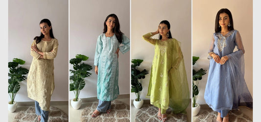 Cotton chikankari kurti for monsoon wear by Nazrana Chikan, Lucknow
