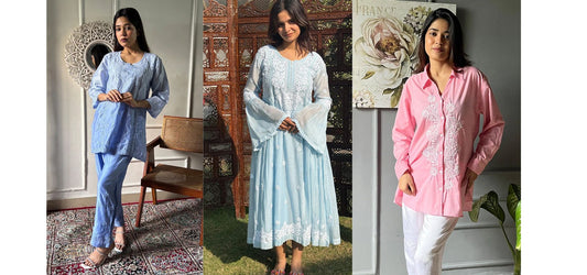Chikankari kurta and palazzo travel outfit for women
