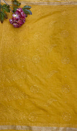 Load image into Gallery viewer, Women&#39;s Lakhnavi Handcrafted Chanderi Silk Chikankari Saree - HONC0147050