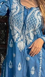 Load image into Gallery viewer, Nafasat Women's Lucknowi Handcrafted Mul Chanderi Chikankari Kurti - HONC0255568