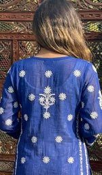 Load image into Gallery viewer, Nafasat Women's Lucknowi Handcrafted Mul Chanderi Chikankari Kurti - HONC0255568