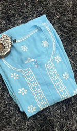 将图像加载到图库查看器中， Sifa Women&#39;s Lucknowi Handcrafted Modal Cotton Chikankari Gown - HONC0122082
