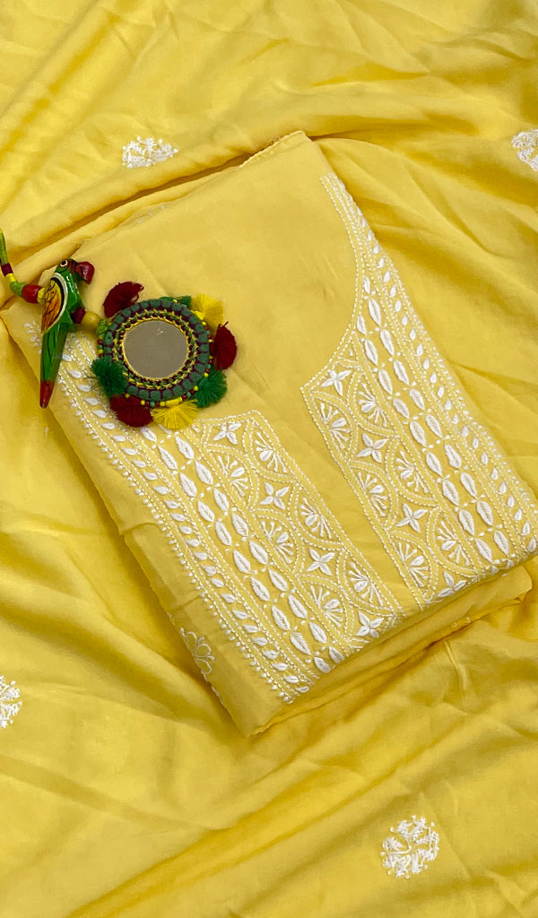 Women's Lakhnavi Handcrafted Modal Cotton Chikankari Kurta Dupatta- HONC0159574