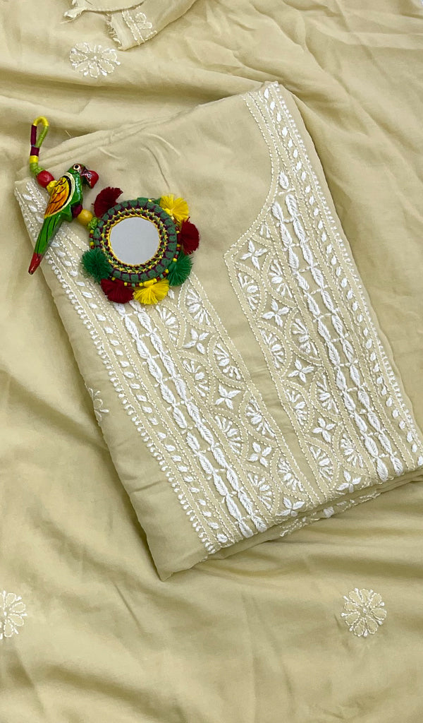Women's Lakhnavi Handcrafted Modal Cotton Chikankari Kurta Dupatta- HONC0159574