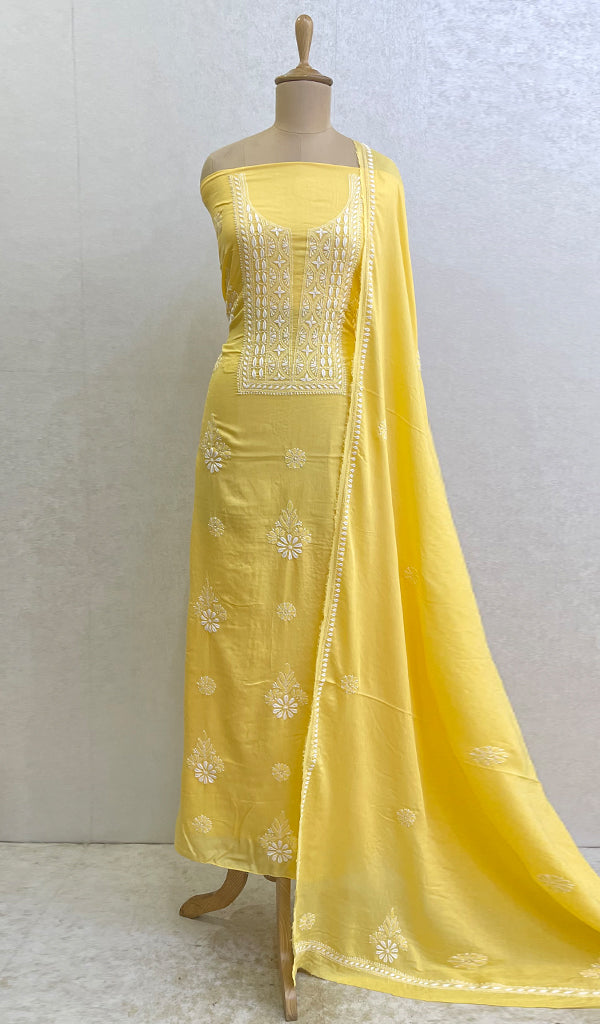 Women's Lakhnavi Handcrafted Modal Cotton Chikankari Kurta Dupatta- HONC0159574