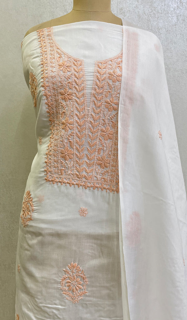 Women's Lakhnavi Handcrafted Cotton Chikankari Kurta And Dupatta Set- HONC0161730