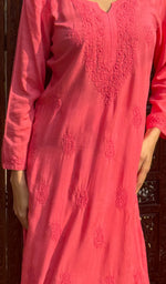 将图像加载到图库查看器中， Women&#39;s Lucknowi Handcrafted Modal Cotton Chikankari Kurti - HONC0225834
