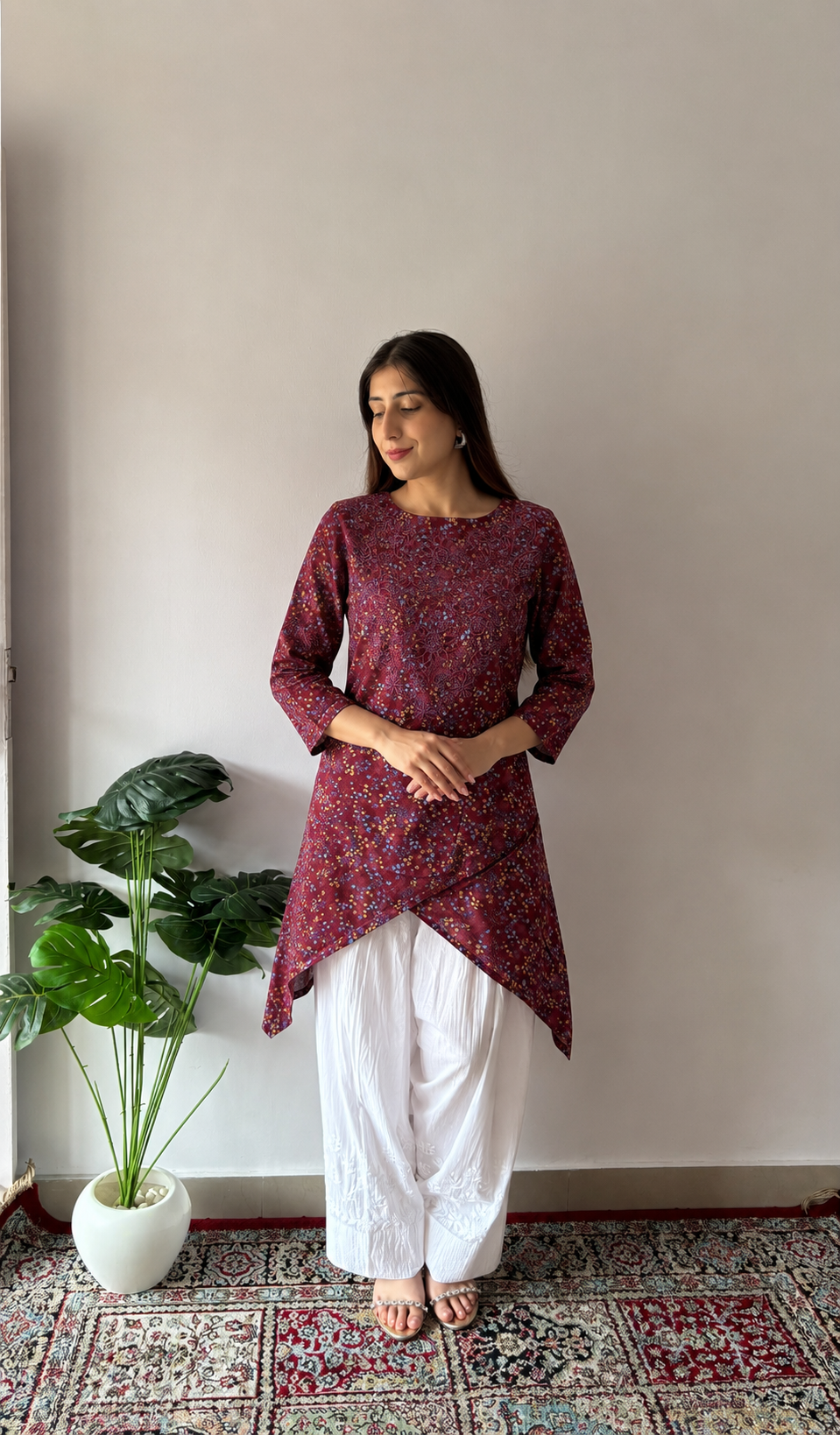 Cotton Chikankari Stitched Kurti Nc5077