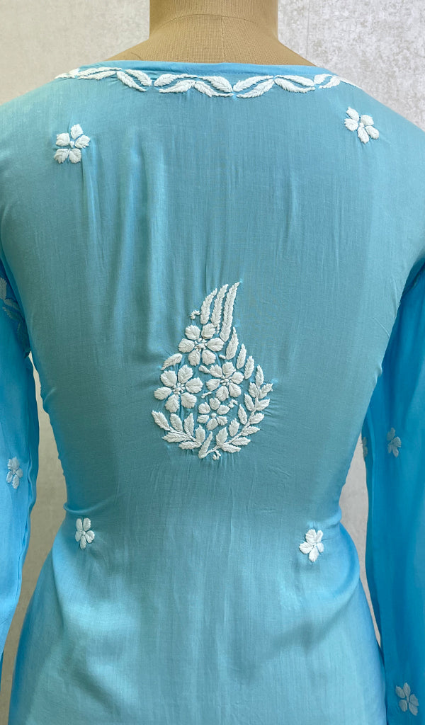 Safina Women's Lakhnavi Handcrafted Modal Cotton Chikankari Kurta And Palazzo Set - HONC0192816