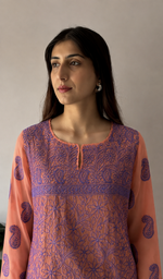 Women's Lakhnavi Handcrafted Faux-Georgette Chikankari Kurti - n1556