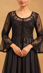 Aadab Women's Lucknowi Handcrafted Faux-Georgette Chikankari Anarkali Dress - HONC038952