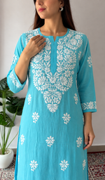 Women's Lucknowi Handcrafted Modal Cotton Chikankari Kurti- HONC0392399