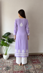 Women's Lucknowi Handcrafted Modal Cotton Chikankari Dress - HONC0231001