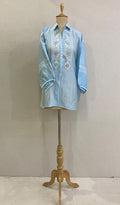 Fiza Women's Lakhnavi Handcrafted Chanderi Silk Semi- Stitched Chikankari Top - HONC0220177