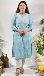 Women's Lucknowi Handcrafted Cotton Chikankari Kurti - HONC0135319