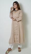 Women's Lucknowi Handcrafted Muslin Chikankari Kurti - HONC0163087