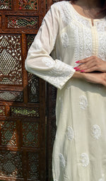 将图像加载到图库查看器中， Women&#39;s Lucknowi Handcrafted Cotton Chikankari Kurti - HONC0210150
