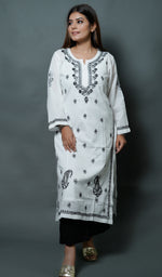 Load image into Gallery viewer, Women&#39;s Lucknowi Handcrafted Cotton Chikankari Kurti - HONC0164442
