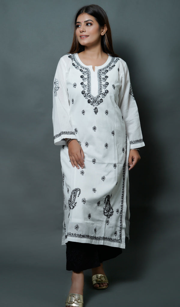 Samaira Mehreen Women's Lucknowi Handcrafted Cotton Chikankari Kurti - HONC0164442