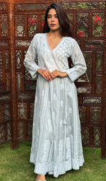 Load image into Gallery viewer, Abisha Women&#39;s Lucknowi Handcrafted Cotton Chikankari Angrakha - HONC0232841
