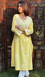 将图像加载到图库查看器中， Falak  Women&#39;s Lucknowi Handcrafted Cotton Chikankari Kurti - HONC0220788
