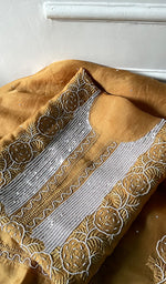 Load image into Gallery viewer, Women&#39;s Lakhnavi Handcrafted Pure Organza Chikankari Unstitched Kurta And Dupatta Set- HONC0309148
