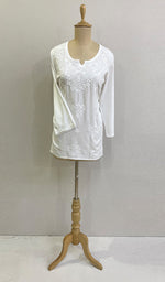 将图像加载到图库查看器中， Women&#39;s Lucknowi Handcrafted Modal Cotton Chikankari Top - HONC0172230
