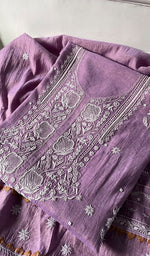 Women's Lakhnavi Handcrafted Tissue Chanderi Unstitched Kurta And Dupatta Set - HONC0299536