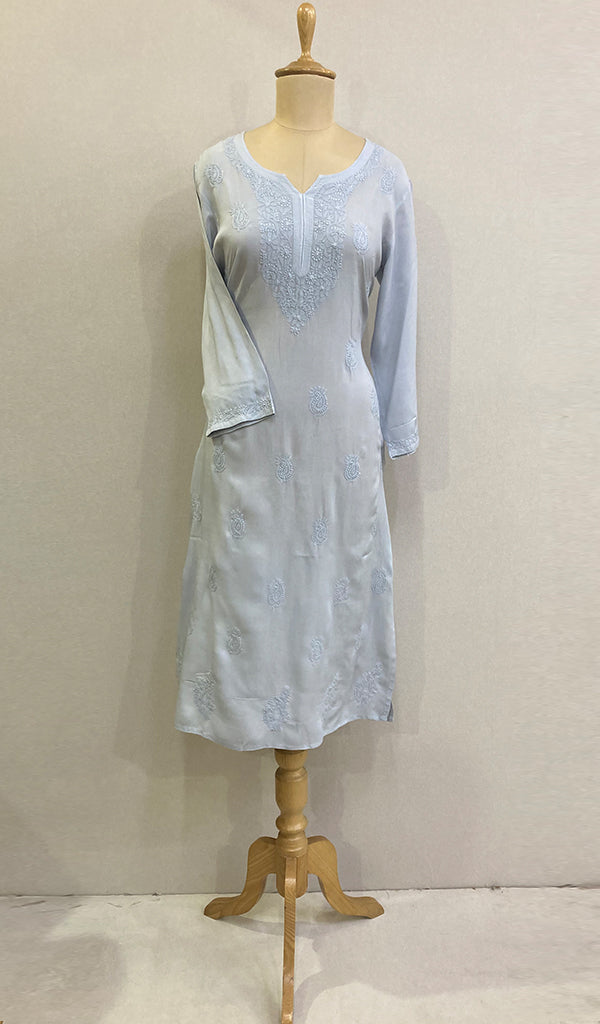Faiza Women's Lucknowi Handcrafted Modal Cotton Chikankari Kurti - HONC0225859
